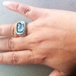 DAVID YURMAN classic Noblesse Albion Ring Sterling Silver with Blue Topaz 6